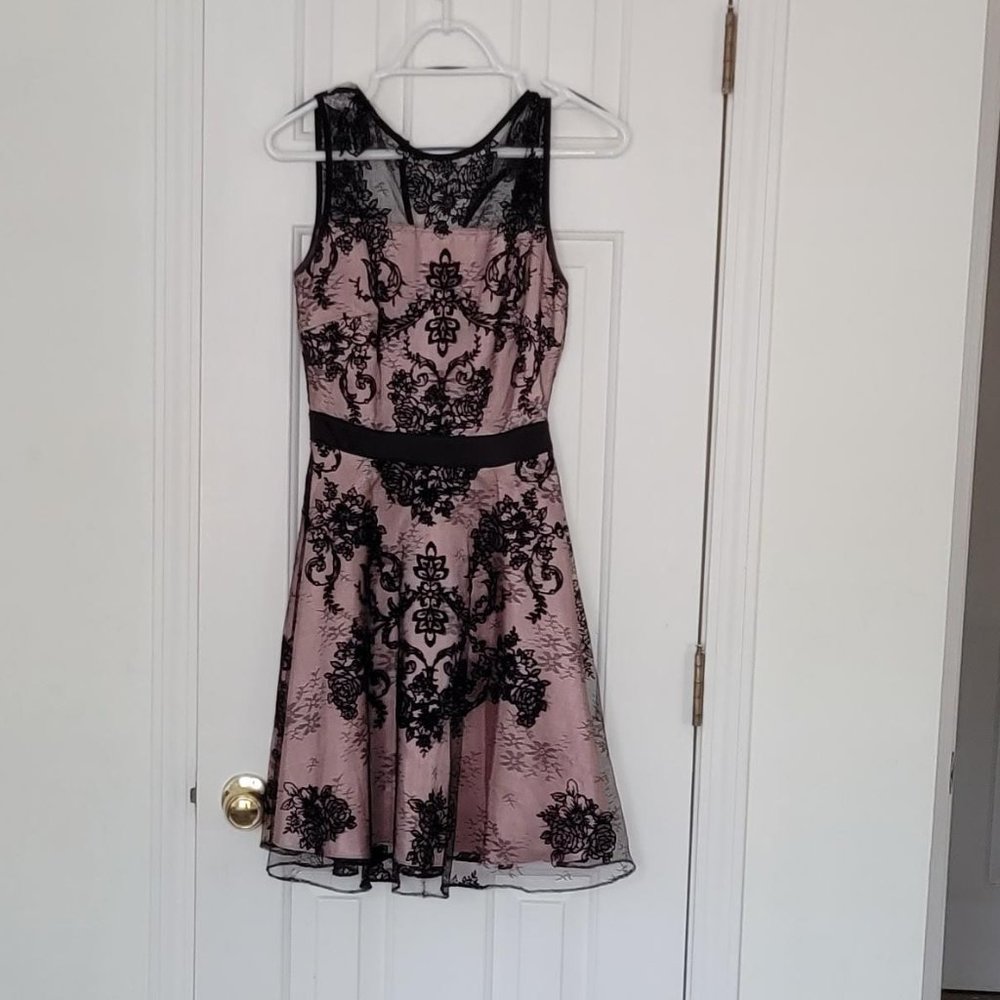 The Limited, Size 0, Pink Black Lace Short A line Dress